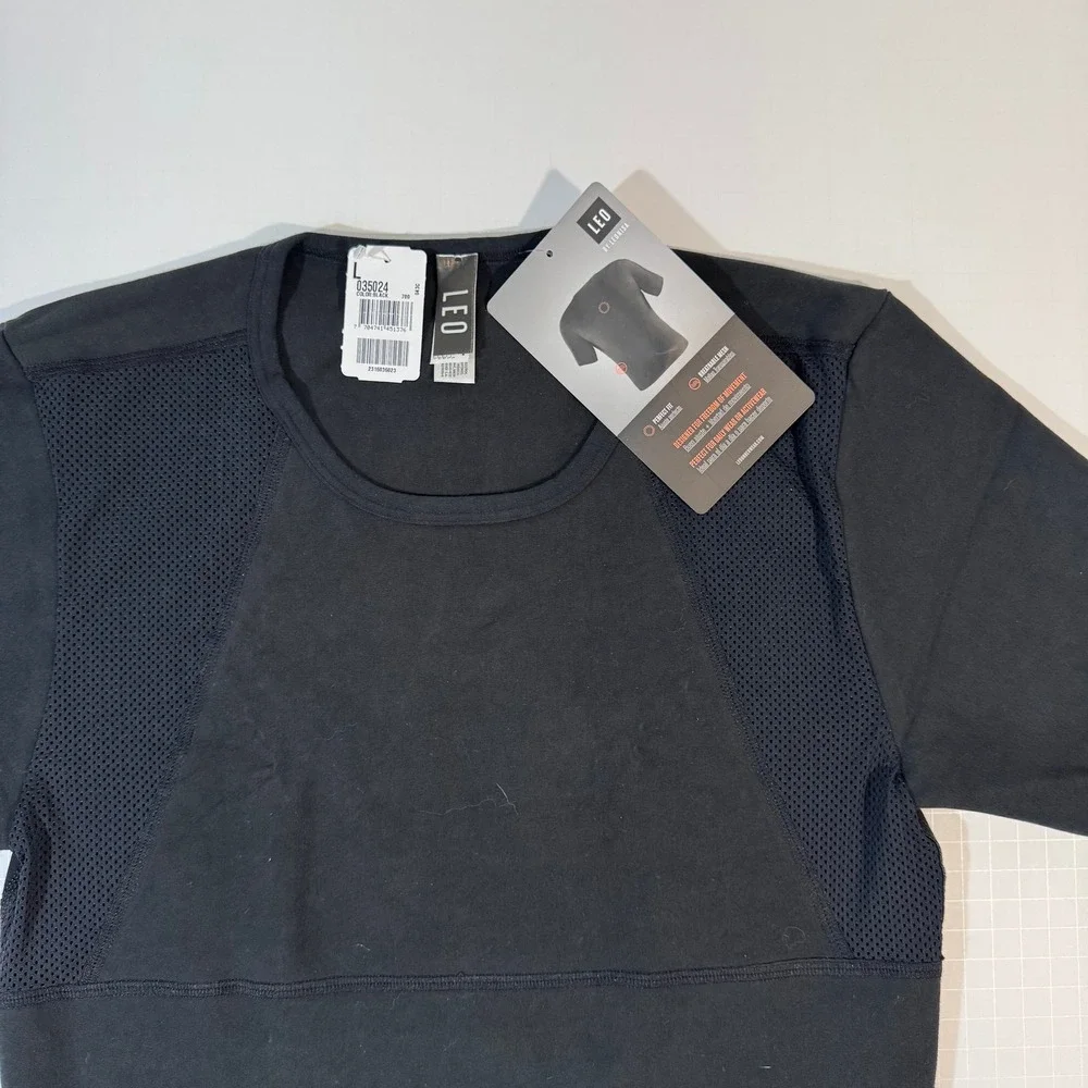 Leo Shaper Shirt Mens Large Black New Moderate Compression Crew Neck 035024